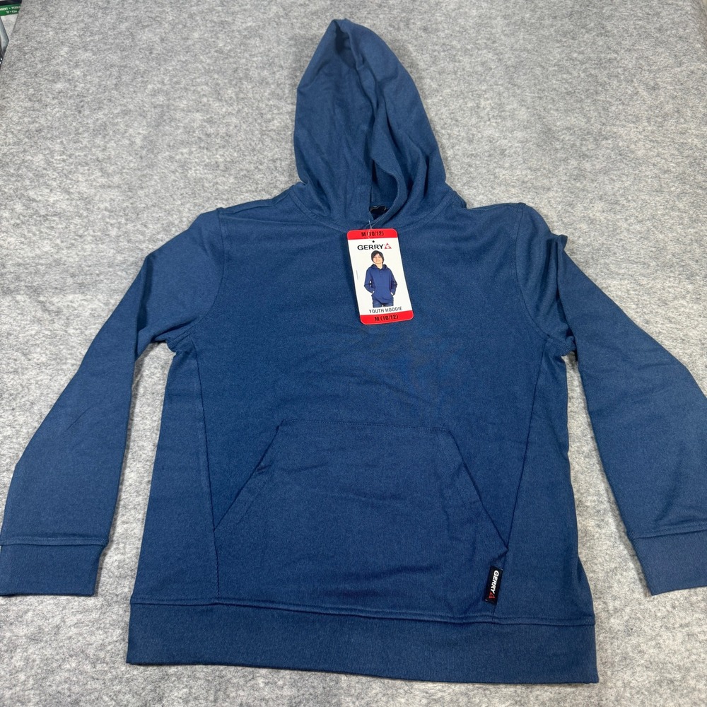 Gerry Youth Hoodie Navy Heather Blue Pullover Sweatshirt Size M 10-12 1802003